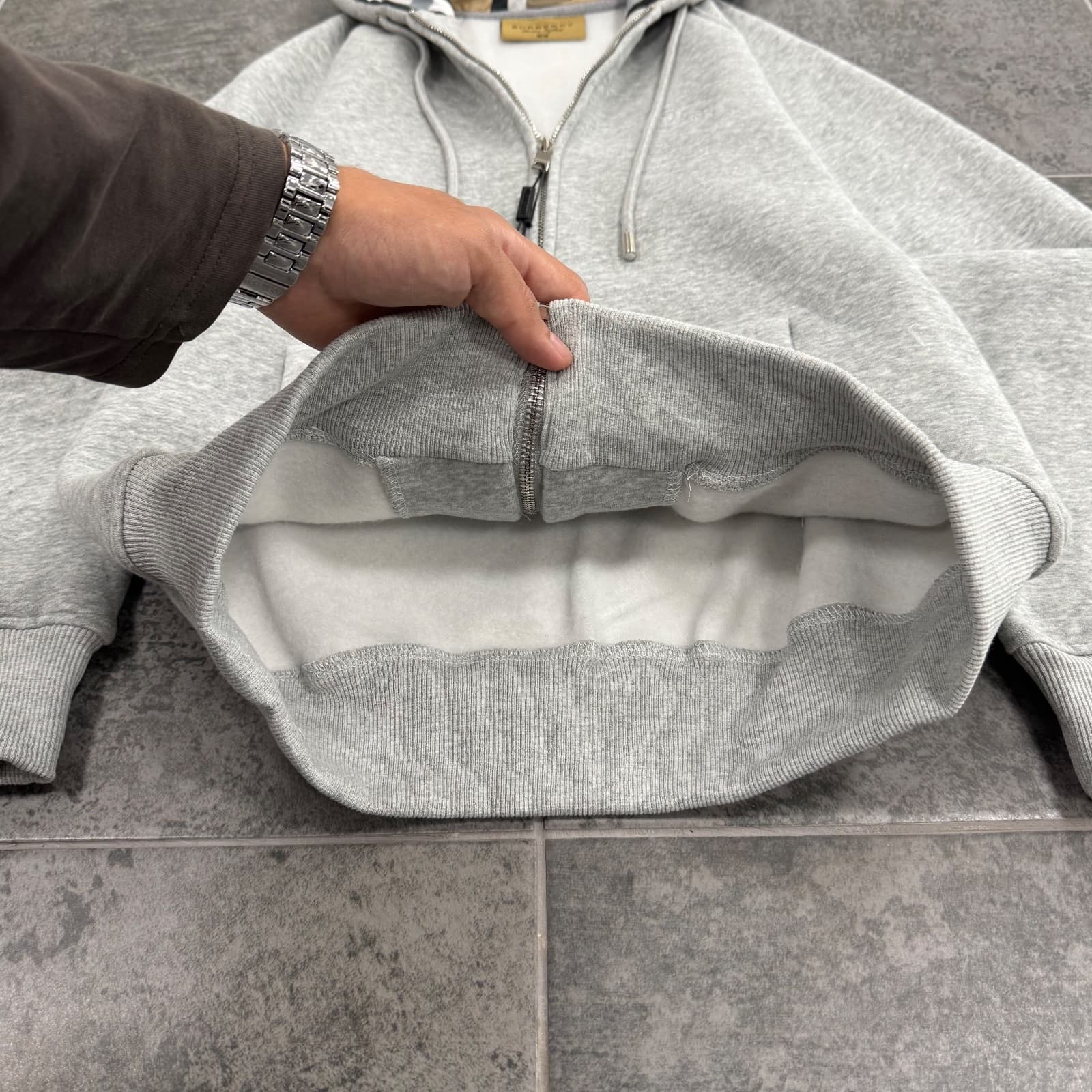 Burberry Check-Lined Zip Hoodie — 3