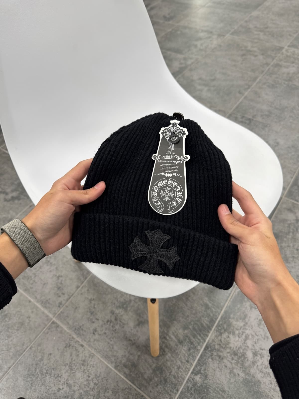 Chrome Hearts Cross Patch Knit Beanie — 1