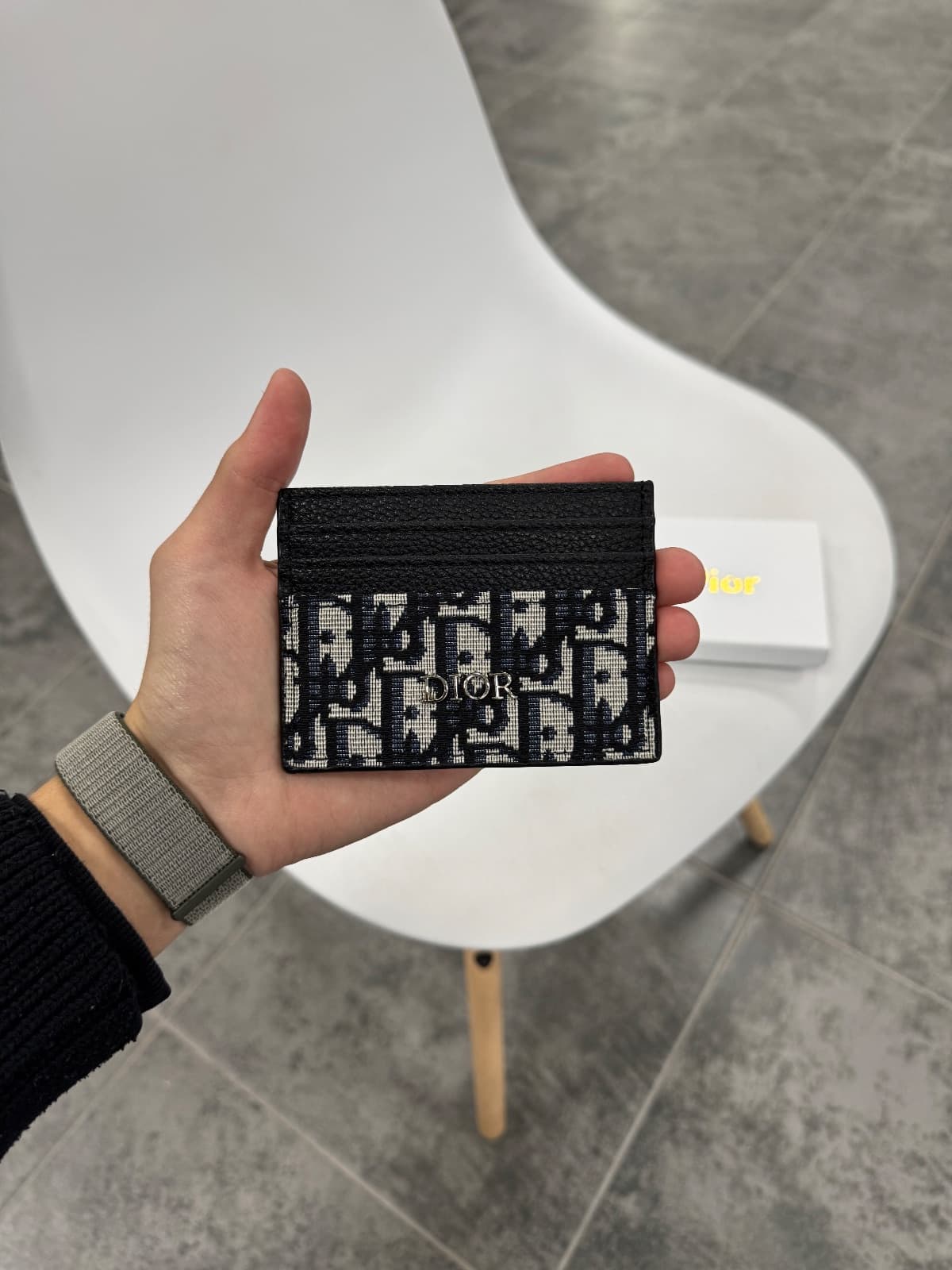 Dior Oblique Card Holder Navy Blue — 1