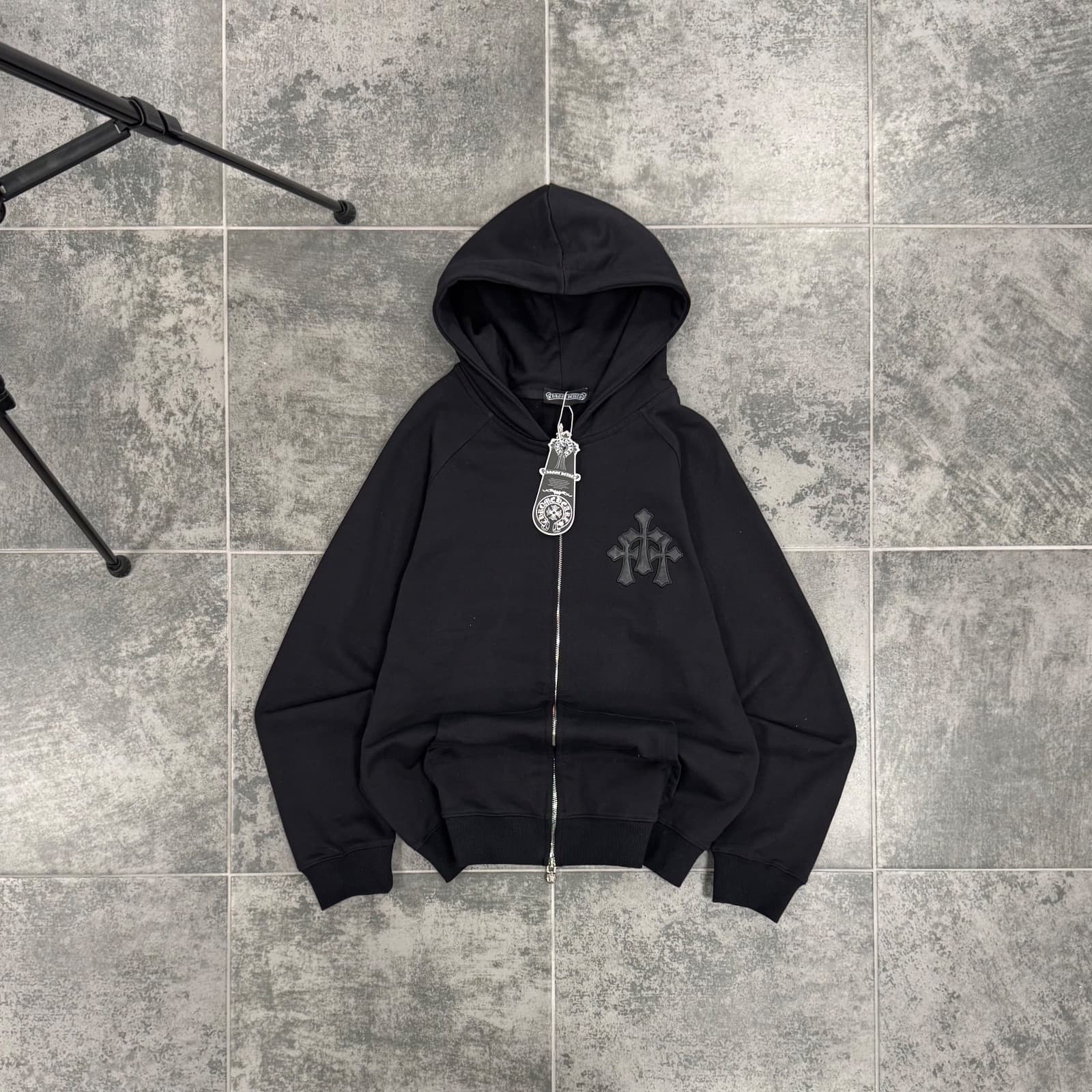 Chrome Hearts Triple Cross Patch Zip-Up Hoodie — 1