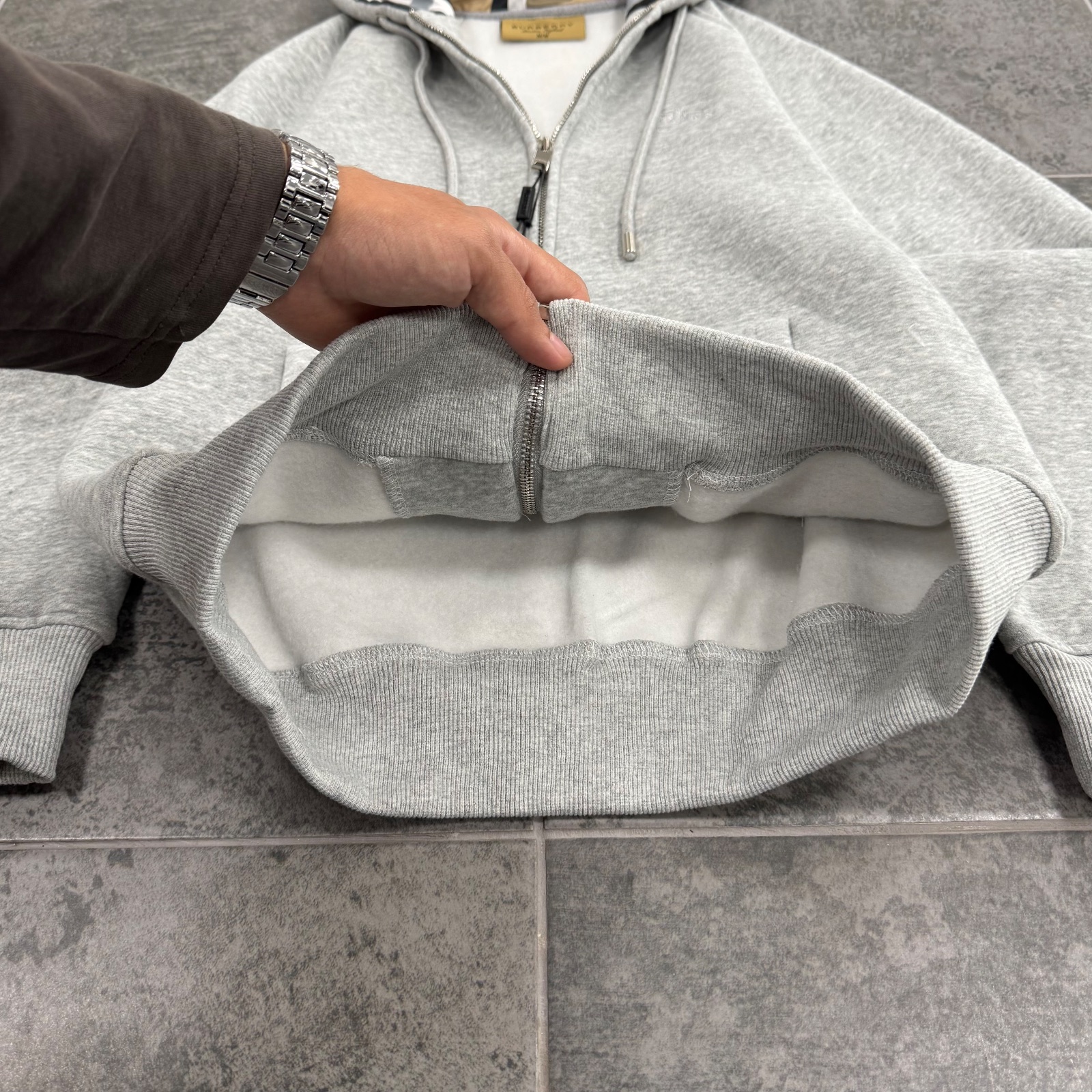 Burberry Check-Lined Zip Hoodie — 3