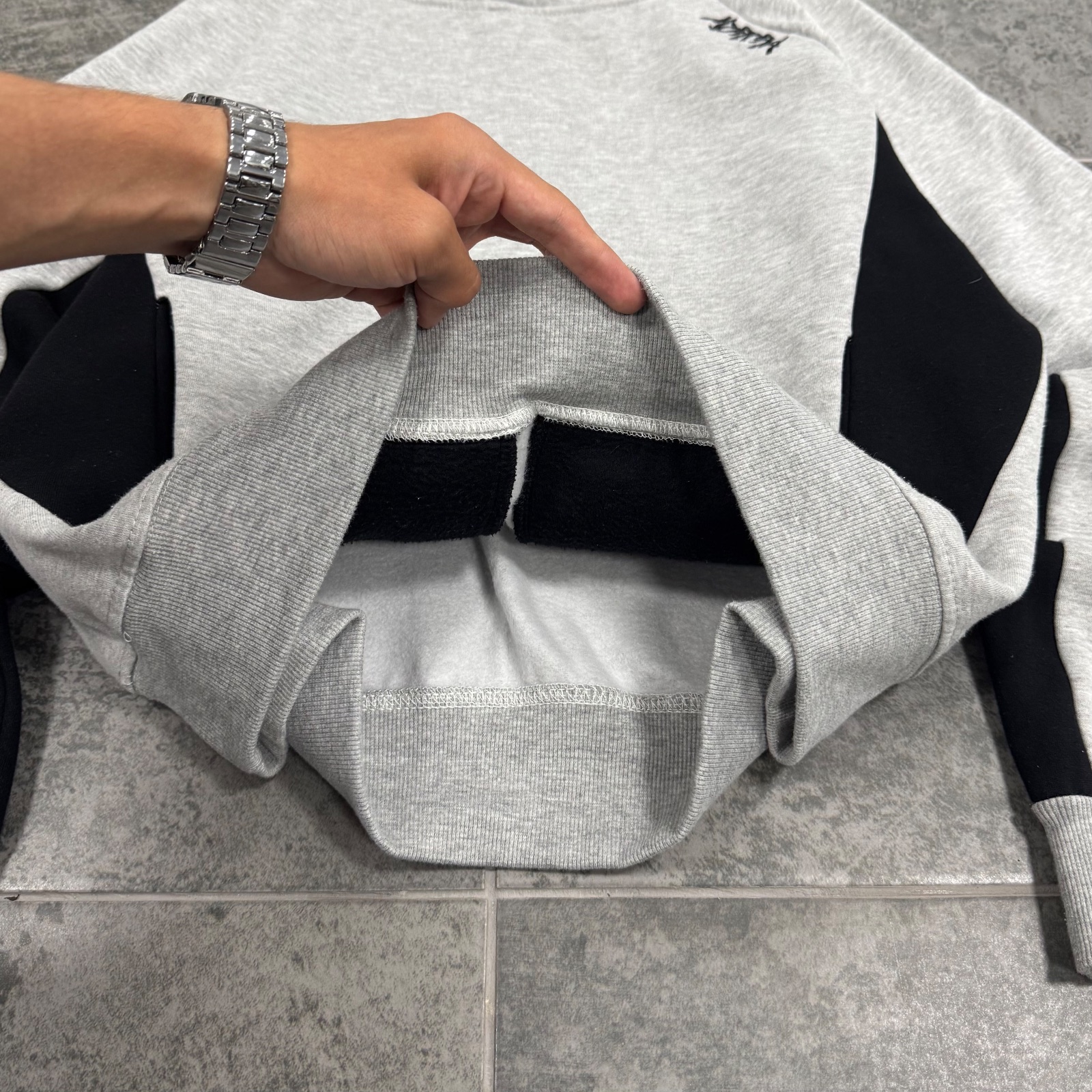 MERTRA Heather Grey Contrast Panel Hoodie — 2